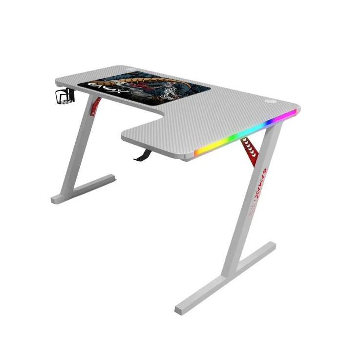 Picture of Gamax P202-RW RGB Carbon fiber Gaming Table 160*100*74 cm with Mousepad (L Shape - Right) - White
