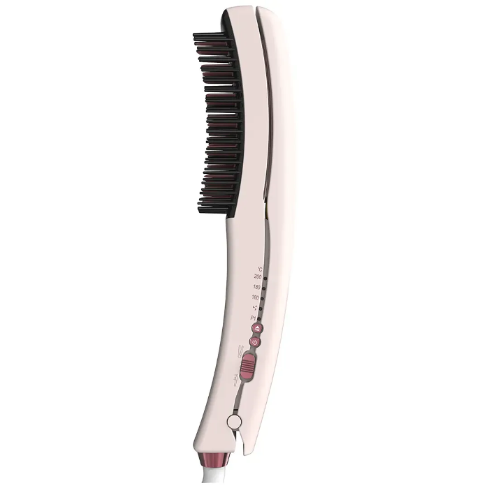 Picture of Porodo Dual-Mode Hair Straightening Brush with Detachable Comb - Pink