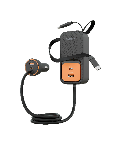 Picture of Porodo  ENZO MULTI-PORT CAR CHARGER Dual 70cm Retractable Cables