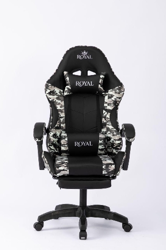 Picture of ROYAL Leather Gaming Chair with Headrest, Lumbar Pillow, and Footrest - ARMY