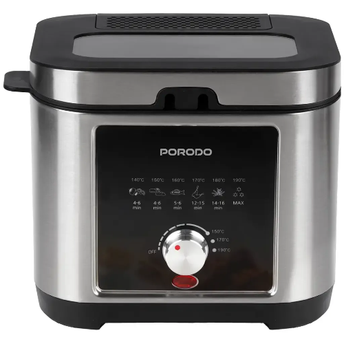 Picture of Porodo Lifestyle Stainless Steel 2.5L Deep Fryer with Adjustable Temperature & Non-Stick Tray -Silver