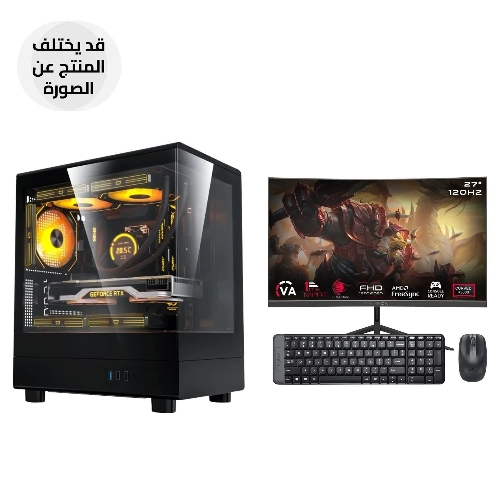 Picture of Gaming PC - Intel Core i5-14400 Processor, H610 D4 Motherboard, 16GB RAM, 1TB SSD NVMe, Normal Air Cooler, 750 WATT PSU, Darkflash M-ATX Case 3x Fans, Windows 11 Pro (License) + Gameon 27" FHD, VA 120Hz, Curved Gaming Monitor + Logitech MK220 Combo Set