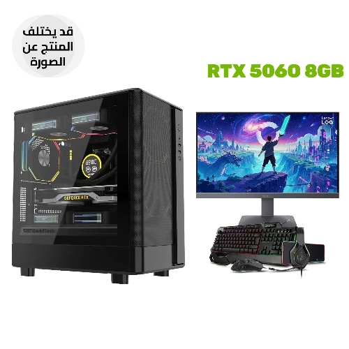 Picture of Gaming PC - AMD Ryzen 5-9600X, B650 Motherboard, 16GB RAM D5, 1TB SSD NVMe, RTX 5060 8GB, 750 WATT PSU, Darkflash DB330M M-ATX Case 3x Fans, Win 11 Pro (License) + Lenovo LOQ 24-10 Monitor FHD 200Hz 0.5ms HDMI 2.1 +SharX Jaws JS4X1 4-In-1 Gaming Bundle