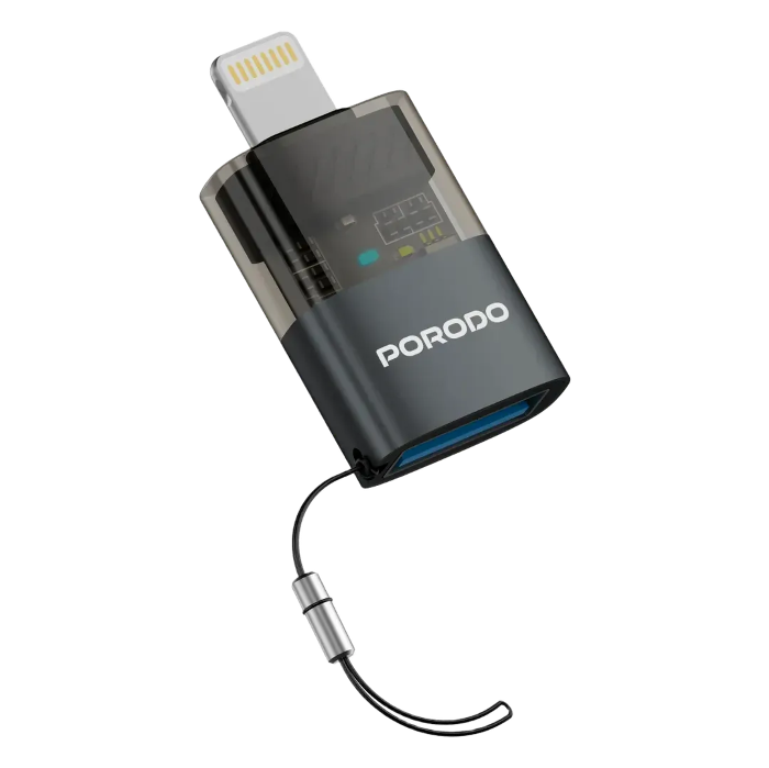 Picture of Porodo MINILINK Transparent OTG Adapter USB-A to Lightning- Grey