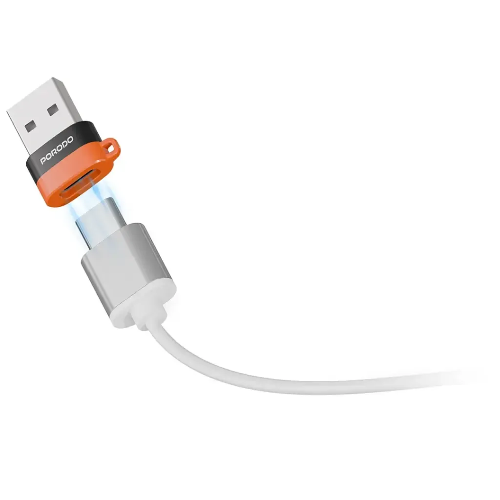 Picture of Porodo SnapCharge USB-A to USB-C Converter Power Charging and Data Transfer-Black & Orange