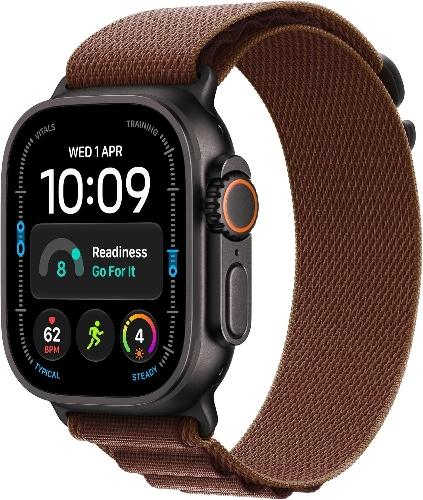 Picture of Apple Watch Ultra 4 GPS + Cellular 49mm Black Titanium Case with Burgundy Alpine Loop - M