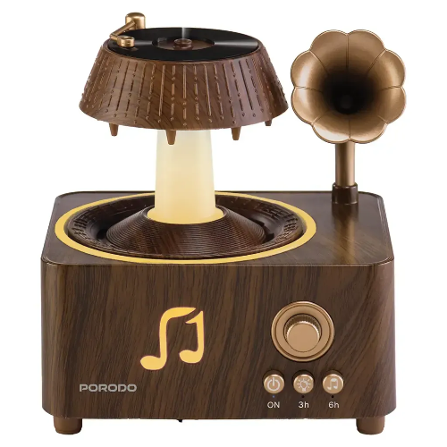 Picture of Porodo Lifestyle Concord Vintage Aroma Diffuser & Speaker with Colorful Lighting - Brown