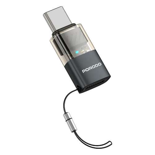 Picture of Porodo MiniLink Transparent OTG Adapter Lightning to USB-C- Grey