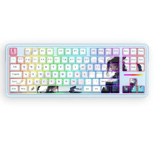 Picture of Redragon K728AK RGB Pro Antonium Pro Blue TKL Noise Dampened Wireless Mechanical Keyboard - Anime Blue