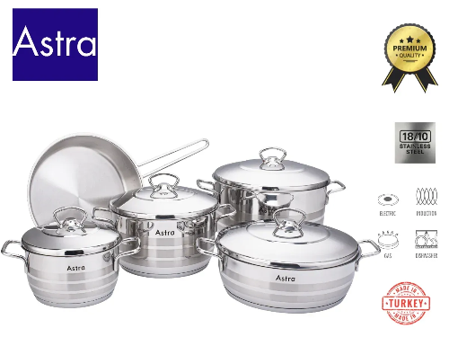 Picture of ASTRA Premium 10-Piece 18/10 Stainless Steel Cookware Set