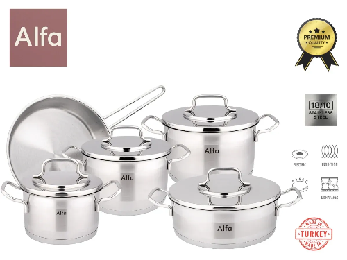 Picture of Alfa Premium 10-Piece 18/10 Stainless Steel Cookware Set