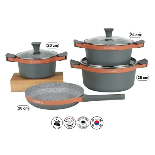 Picture of Daewoo H Series 7-Piece Granite Cooking Set - DCC HG4X دايو طقم أواني  جرانيت، 7 قطع (قدر  28, 24, 20  سم, مقلاة 28 سم, طاجن 26 سم)