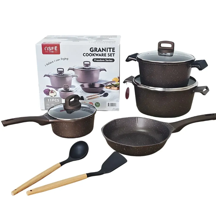 Picture of OSFE Granite Cookware Set 11 pcs - Brown