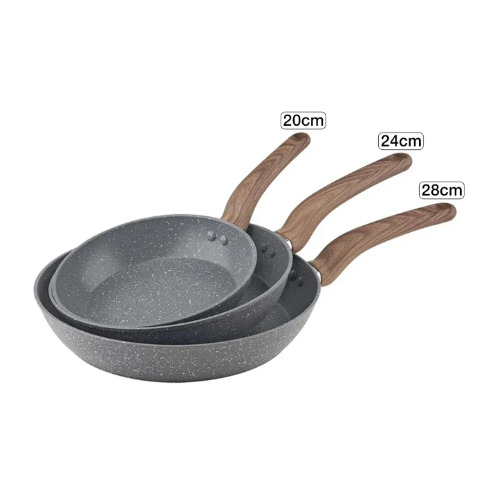 Picture of OSFE Premium 3-Piece Granite Non-Stick Fry Pan Set (20cm, 24cm, 28cm) – Induction & Gas Compatibl