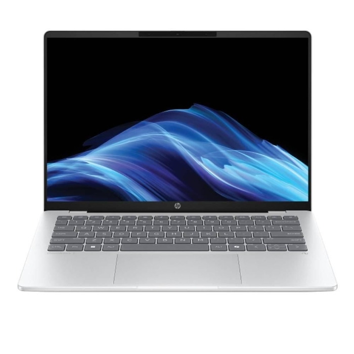 صورة لابتوب HP OmniBook 5، معالج Snapdragon X، ذاكرة عشوائية 16 جيجابايت، قرص تخزين SSD سعة 512 جيجابايت، معالج رسومات Qualcomm Adreno، شاشة 14 بوصة، نظام Windows 11 Home، موديل 14-HE0001NE - فضي