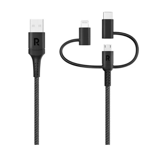 Picture of RAVPower RP-CB1033 3 in 1 cable  USB-A to Lightning +Type C + Micro Black Global 