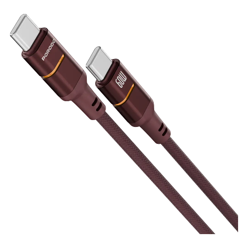 Picture of Porodo Arcano 60W USB-C to USB-C Cable with Ambient LED - Burgundy