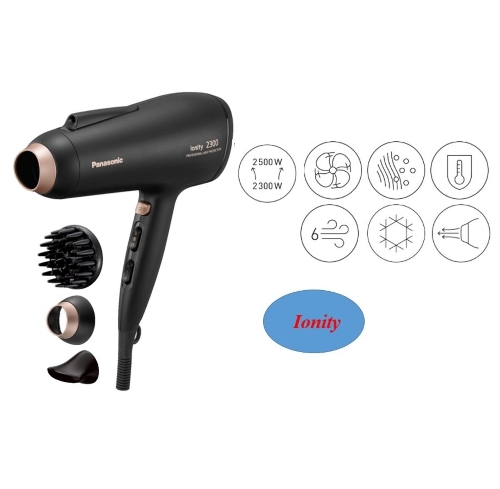 Picture of Panasonic Ionic Hair Dryer with Diffuser, 2500W, 6 Airflow settings, Black - EH-NE86-K685