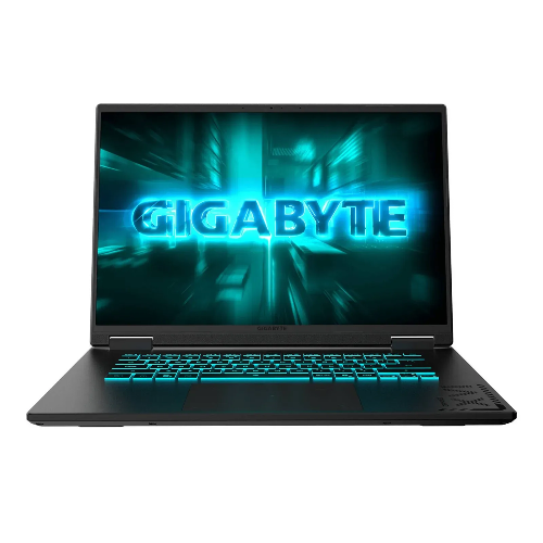 صورة جهاز Gigabyte A16 CVH، معالج Intel Core i7-13620H، ذاكرة وصول عشوائي (RAM) بسعة 16 جيجابايت، قرص تخزين SSD بسعة 1 تيرابايت، بطاقة رسومات NVIDIA GeForce RTX 5060 بسعة 8 جيجابايت، شاشة IPS مقاس 16 بوصة بدقة WUXGA ومعدل تحديث 165 هرتز، نظام تشغيل Windows 11 Home، اللون الأسود.
