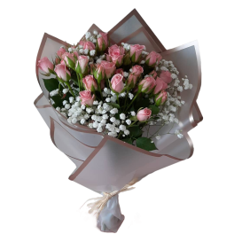 Pink flowers with pink wrapper