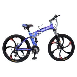 Steel 3 Spoke Foldable Bicycle With 21 Gears - blue 26"