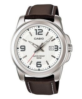 Casio, MTP-1314L-7AVDF, Men’s Watch Analog, White Dial Brown Leather Band