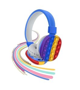 Simple Cute Colored Bluetooth Stereo Headset Head-mounted Private Mode Headphones - Blue