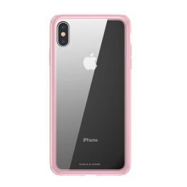Baseus See-through glass protective case For iPXSm 6.5(2018) -Pink