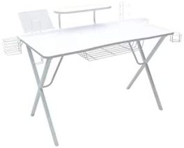 Multi Home Furniture  Gaming Desk with storage for Headset, Controllers and Speakers (White)