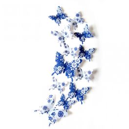 سلسلة الفراشات ثلاثية الأبعاد من الخزف الأزرق والأبيض