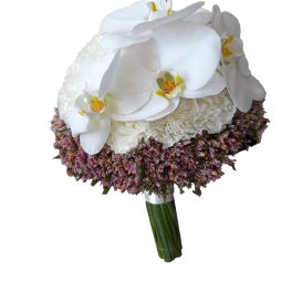 White flowers Lavander bouquet with handle