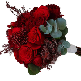 Red roses bouquet with handle