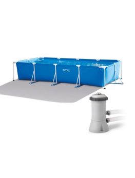 Intex 28274 4.5m x 2.2m x 84cm Steel Frame Rectangular Pool Set with Filter Pump - Collection Only