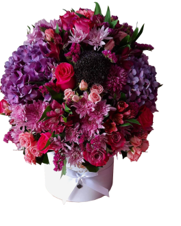 Blue pink & Red flowers bouquet