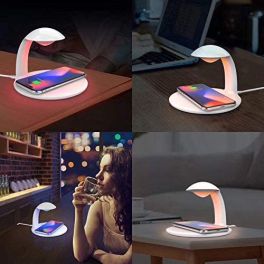 RGB LED table lamp with Qi wireless charging base