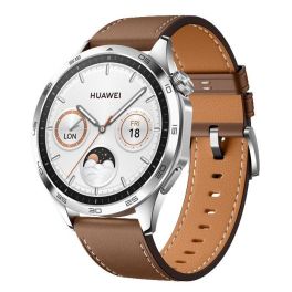 Huawei Watch GT4, 46mm, Stainless-Steel Body, Leather Strap, Phoinix-B19L – Brown