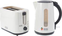 B&D Breakfast Set With Electric Kettle And 2 Slice Bread Toaster 1.7 L 2200 W - White/Grey