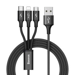 Baseus Rapid Series 3-in-1 Cable Micro+Lightning+Type-C 3A 1.2M Black