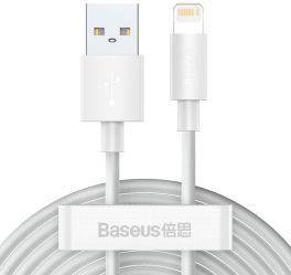 Baseus Simple Wisdom Data Cable Kit USB to iP 2.4A (2PCS/Set）1.5m White