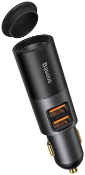 Baseus Share Together Fast Charge Car Charger with Cigarette Lighter Expansion Port U+U 120W-Gray