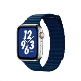 Coteetci W7 leather back loop band for Apple Watch 44mm-Blue