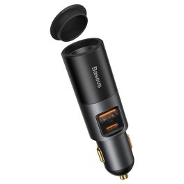 Baseus Share Together Fast Charge Car Charger with Cigarette Lighter Expansion Port Usb+Type-C 120W-Gray