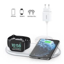 Choetech 2 in 1 Fast Wireless Charger  with Stand for Apple Watch MFI -White