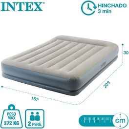 INTEX Queen Pillow Rest Mid-Rise Airbed W/ Fiber-Tech BIP