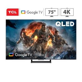 تلفزيون TCL 75C745 الذكي 4K QLED من جوجل مقاس 75 بوصة باللون الأسود