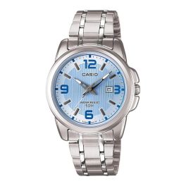 Quartz womens Wristwatches Casio Enticer LTP-1314D-2AVDFwith stainless steel case, light blue dial and stainless steel