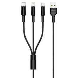 Usams 3In1 Braided Charging Cable - Black