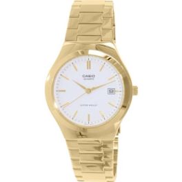 Men's Stainless Steel Analog Watch Gold w/ White Dial Batons - MTP-1170N-7A