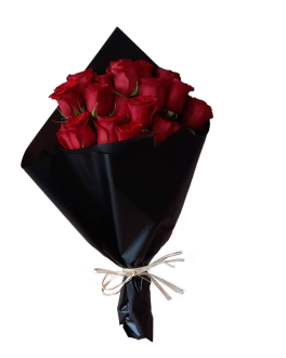 Red roses with black wrapper