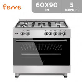 Ferre Gas Cooker 60*90cm 5 Gas Burner Steel - Silver